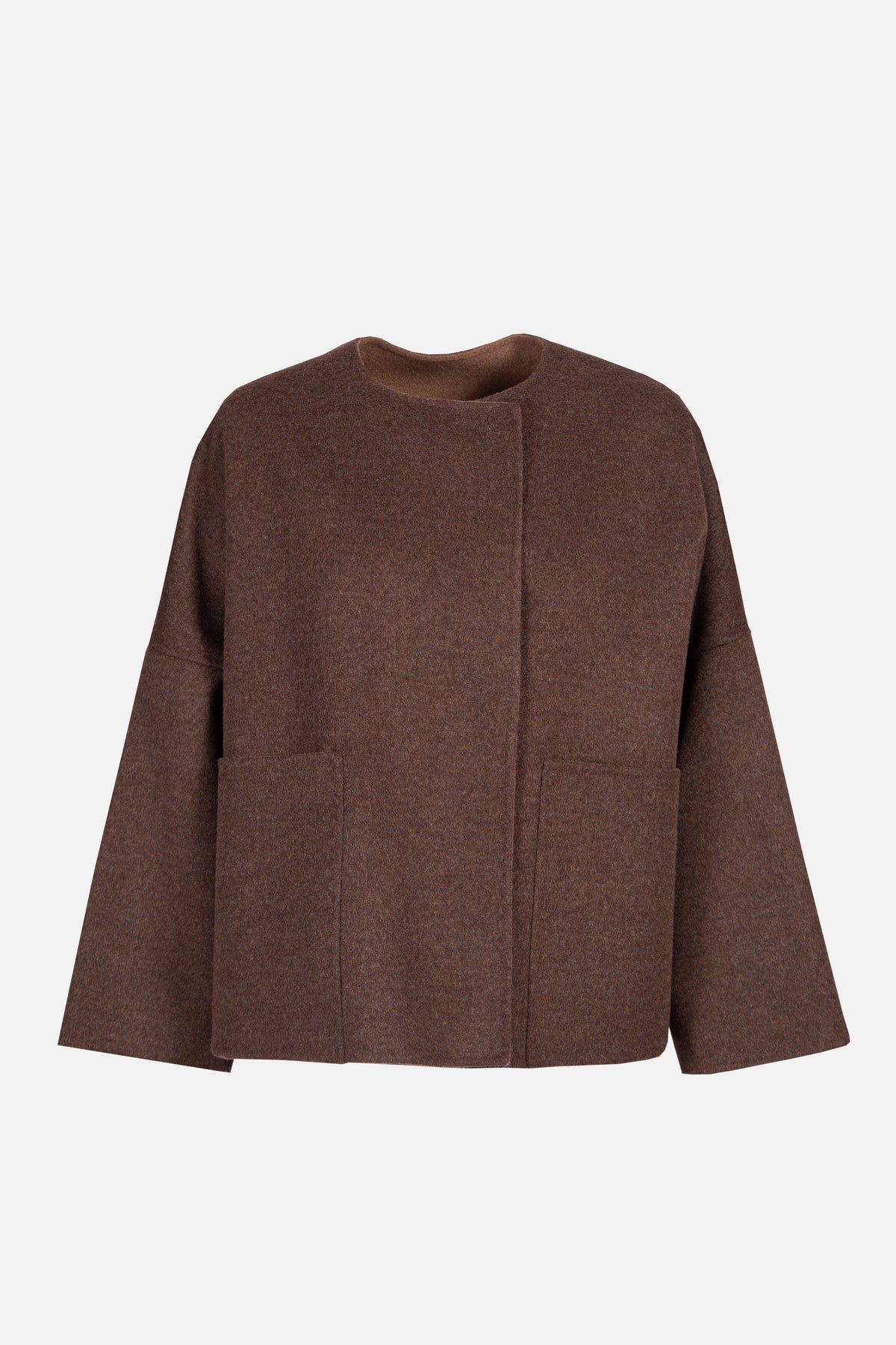 Asciari MIRTO reversible double-breasted jacket for women in tobacco and brown Loro Piana pure wool double cloth, made in Italy